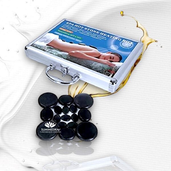 Kit Piedras Volcanicas x 16 uds con Maletin Calentador